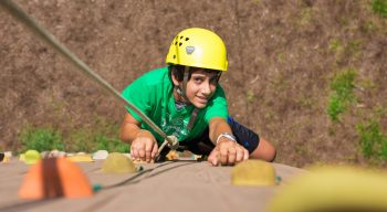 Climbing up the climbing tower