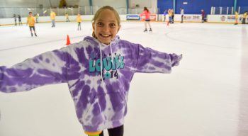 Louise camper on an ice skating trip