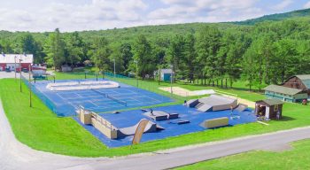 Aerial of Airy skateboard park