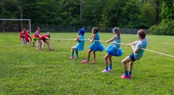 Louise campers competing in tug of war